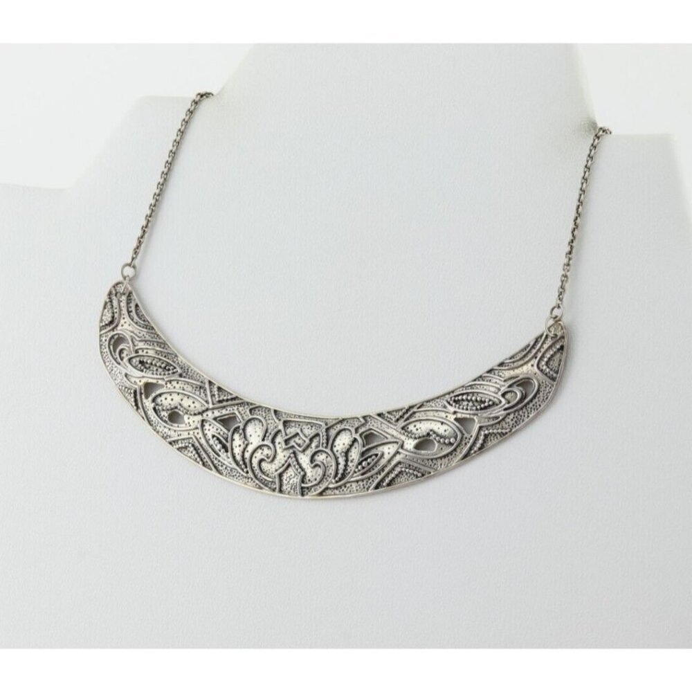 Sterling Silver Ahead of the Curve Bib Necklace Silpada 16"-18" Adjustable
